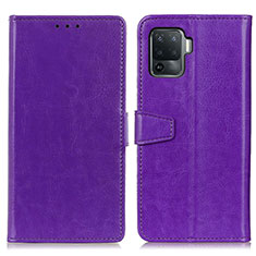 Leather Case Stands Flip Cover Holder A06D for Oppo F19 Pro Purple