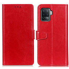 Leather Case Stands Flip Cover Holder A06D for Oppo F19 Pro Red