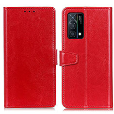 Leather Case Stands Flip Cover Holder A06D for Oppo K9 5G Red