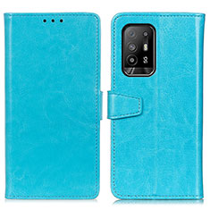 Leather Case Stands Flip Cover Holder A06D for Oppo Reno5 Z 5G Sky Blue