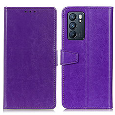Leather Case Stands Flip Cover Holder A06D for Oppo Reno6 5G Purple