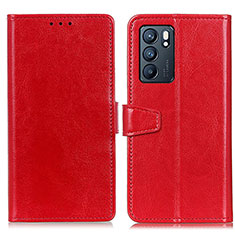 Leather Case Stands Flip Cover Holder A06D for Oppo Reno6 5G Red