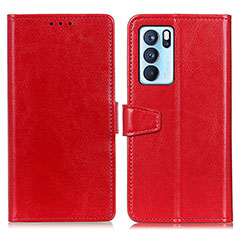 Leather Case Stands Flip Cover Holder A06D for Oppo Reno6 Pro 5G India Red