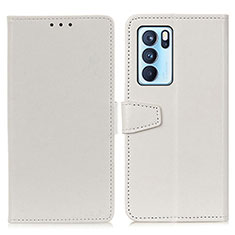 Leather Case Stands Flip Cover Holder A06D for Oppo Reno6 Pro 5G India White