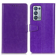 Leather Case Stands Flip Cover Holder A06D for Oppo Reno6 Pro 5G Purple