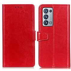 Leather Case Stands Flip Cover Holder A06D for Oppo Reno6 Pro 5G Red