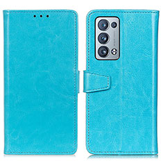 Leather Case Stands Flip Cover Holder A06D for Oppo Reno6 Pro 5G Sky Blue