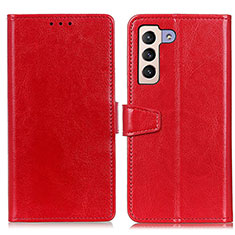 Leather Case Stands Flip Cover Holder A06D for Samsung Galaxy S21 5G Red