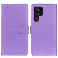 Leather Case Stands Flip Cover Holder A06D for Samsung Galaxy S21 Ultra 5G Purple