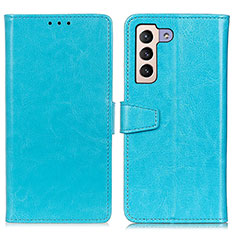 Leather Case Stands Flip Cover Holder A06D for Samsung Galaxy S22 5G Sky Blue
