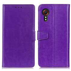 Leather Case Stands Flip Cover Holder A06D for Samsung Galaxy XCover 5 SM-G525F Purple