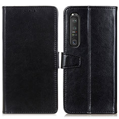 Leather Case Stands Flip Cover Holder A06D for Sony Xperia 1 III Black