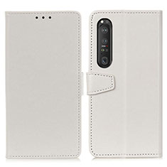 Leather Case Stands Flip Cover Holder A06D for Sony Xperia 1 III White