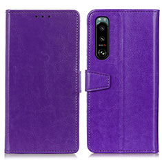 Leather Case Stands Flip Cover Holder A06D for Sony Xperia 5 III Purple
