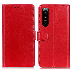 Leather Case Stands Flip Cover Holder A06D for Sony Xperia 5 III Red