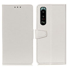 Leather Case Stands Flip Cover Holder A06D for Sony Xperia 5 III White