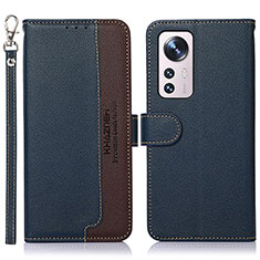 Leather Case Stands Flip Cover Holder A06D for Xiaomi Mi 12 5G Blue
