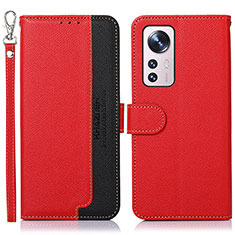 Leather Case Stands Flip Cover Holder A06D for Xiaomi Mi 12 5G Red