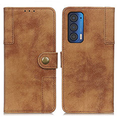 Leather Case Stands Flip Cover Holder A07D for Motorola Moto Edge (2021) 5G Brown