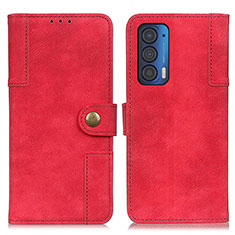 Leather Case Stands Flip Cover Holder A07D for Motorola Moto Edge (2021) 5G Red