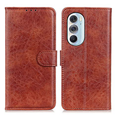 Leather Case Stands Flip Cover Holder A07D for Motorola Moto Edge 30 Pro 5G Brown