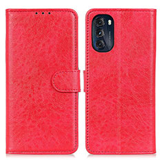 Leather Case Stands Flip Cover Holder A07D for Motorola Moto G 5G (2022) Red