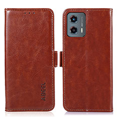 Leather Case Stands Flip Cover Holder A07D for Motorola Moto G 5G (2023) Brown