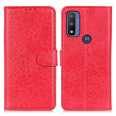 Leather Case Stands Flip Cover Holder A07D for Motorola Moto G Pure Red