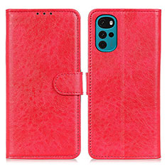 Leather Case Stands Flip Cover Holder A07D for Motorola Moto G22 Red