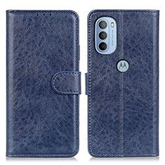 Leather Case Stands Flip Cover Holder A07D for Motorola Moto G31 Blue
