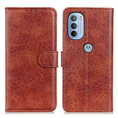 Leather Case Stands Flip Cover Holder A07D for Motorola Moto G41 Brown