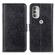 Leather Case Stands Flip Cover Holder A07D for Motorola Moto G51 5G Black