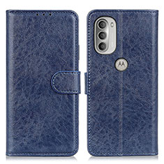 Leather Case Stands Flip Cover Holder A07D for Motorola Moto G51 5G Blue