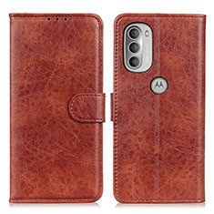 Leather Case Stands Flip Cover Holder A07D for Motorola Moto G51 5G Brown