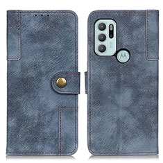 Leather Case Stands Flip Cover Holder A07D for Motorola Moto G60s Blue