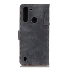 Leather Case Stands Flip Cover Holder A07D for Motorola Moto One Fusion Black