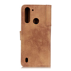 Leather Case Stands Flip Cover Holder A07D for Motorola Moto One Fusion Brown