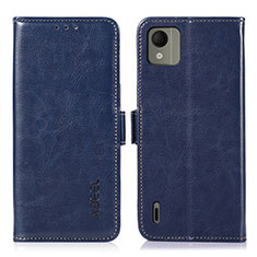 Leather Case Stands Flip Cover Holder A07D for Nokia C110 Blue