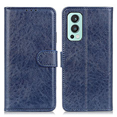 Leather Case Stands Flip Cover Holder A07D for OnePlus Nord 2 5G Blue