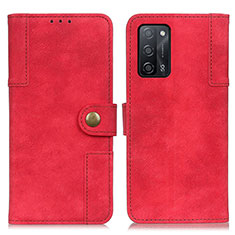 Leather Case Stands Flip Cover Holder A07D for Oppo A56 5G Red