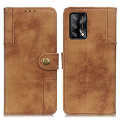 Leather Case Stands Flip Cover Holder A07D for Oppo A74 4G Brown