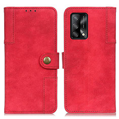 Leather Case Stands Flip Cover Holder A07D for Oppo A74 4G Red