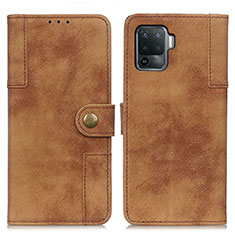 Leather Case Stands Flip Cover Holder A07D for Oppo A94 4G Brown