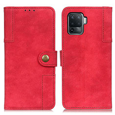 Leather Case Stands Flip Cover Holder A07D for Oppo A94 4G Red