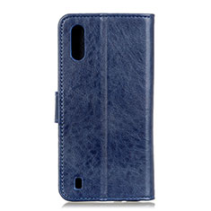 Leather Case Stands Flip Cover Holder A07D for Samsung Galaxy M01 Blue