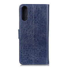 Leather Case Stands Flip Cover Holder A07D for Samsung Galaxy M02 Blue