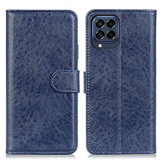 Leather Case Stands Flip Cover Holder A07D for Samsung Galaxy M53 5G Blue
