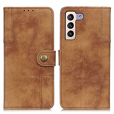 Leather Case Stands Flip Cover Holder A07D for Samsung Galaxy S21 Plus 5G Brown