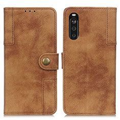 Leather Case Stands Flip Cover Holder A07D for Sony Xperia 10 III Brown
