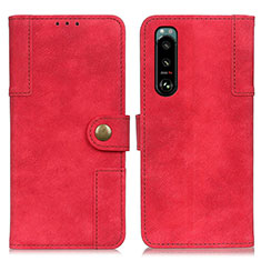 Leather Case Stands Flip Cover Holder A07D for Sony Xperia 5 III Red